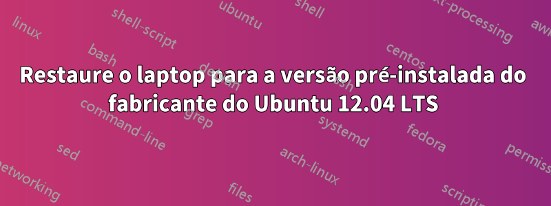 Restaure o laptop para a versão pré-instalada do fabricante do Ubuntu 12.04 LTS