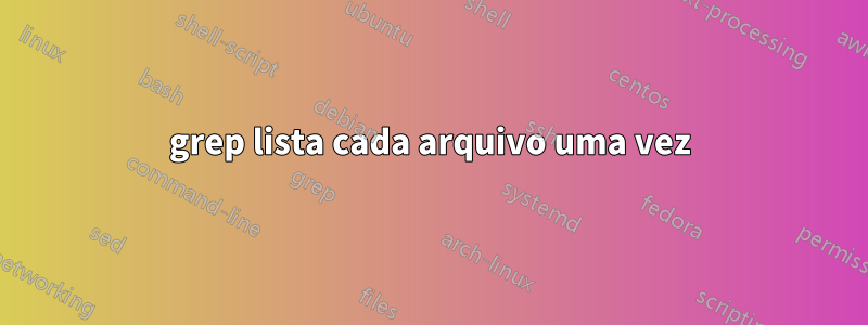 grep lista cada arquivo uma vez