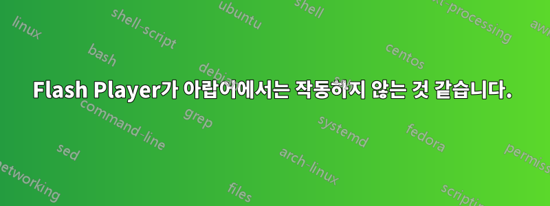 Flash Player가 아랍어에서는 작동하지 않는 것 같습니다.