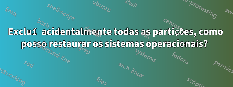 Excluí acidentalmente todas as partições, como posso restaurar os sistemas operacionais? 