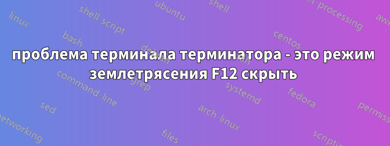 проблема терминала терминатора - это режим землетрясения F12 скрыть