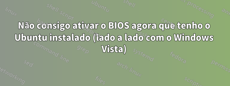 Não consigo ativar o BIOS agora que tenho o Ubuntu instalado (lado a lado com o Windows Vista)