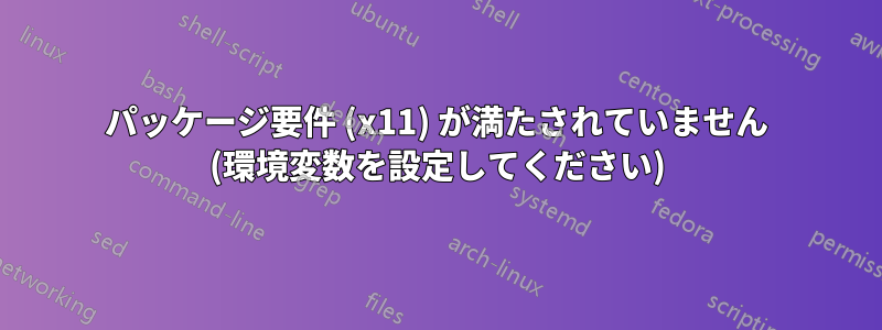 パッケージ要件 (x11) が満たされていません (環境変数を設定してください)