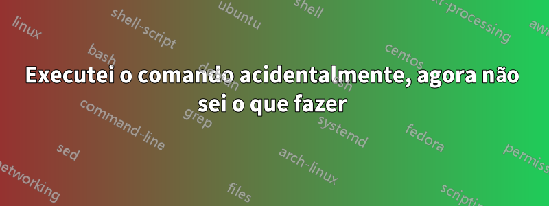 Executei o comando acidentalmente, agora não sei o que fazer