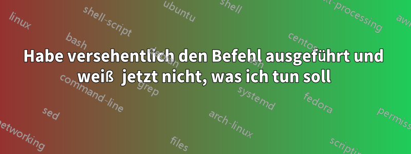 Habe versehentlich den Befehl ausgeführt und weiß jetzt nicht, was ich tun soll