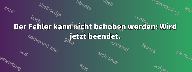 Der Fehler kann nicht behoben werden: Wird jetzt beendet.