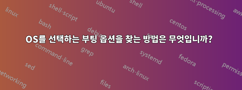 OS를 선택하는 부팅 옵션을 찾는 방법은 무엇입니까? 