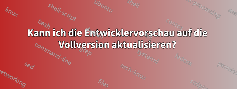 Kann ich die Entwicklervorschau auf die Vollversion aktualisieren?