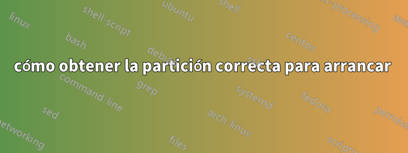 cómo obtener la partición correcta para arrancar