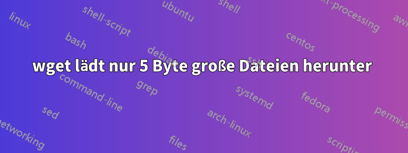 wget lädt nur 5 Byte große Dateien herunter