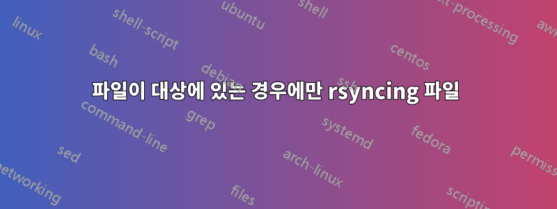 파일이 대상에 있는 경우에만 rsyncing 파일