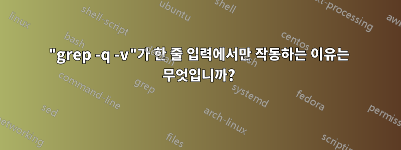 "grep -q -v"가 한 줄 입력에서만 작동하는 이유는 무엇입니까?