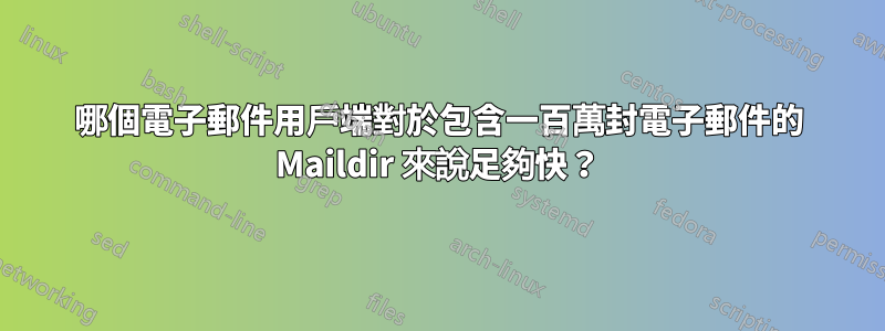 哪個電子郵件用戶端對於包含一百萬封電子郵件的 Maildir 來說足夠快？