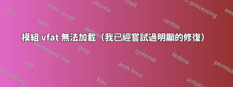 模組 vfat 無法加載（我已經嘗試過明顯的修復）