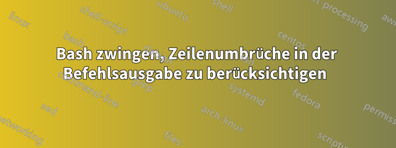 Bash zwingen, Zeilenumbrüche in der Befehlsausgabe zu berücksichtigen 