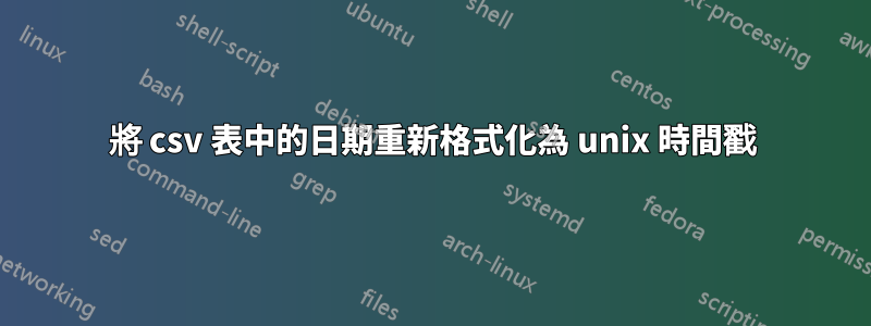 將 csv 表中的日期重新格式化為 unix 時間戳