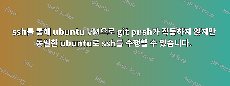 ssh를 통해 ubuntu VM으로 git push가 작동하지 않지만 동일한 ubuntu로 ssh를 수행할 수 있습니다.