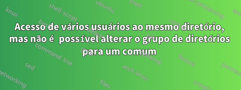 Acesso de vários usuários ao mesmo diretório, mas não é possível alterar o grupo de diretórios para um comum