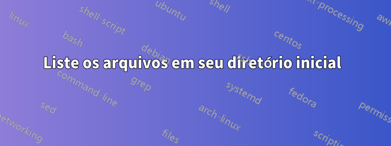 Liste os arquivos em seu diretório inicial 