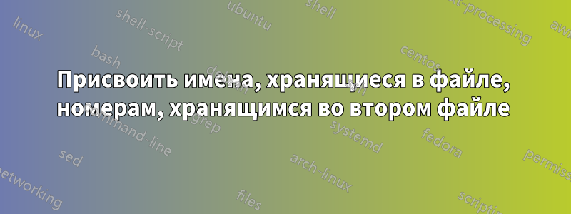 Присвоить имена, хранящиеся в файле, номерам, хранящимся во втором файле