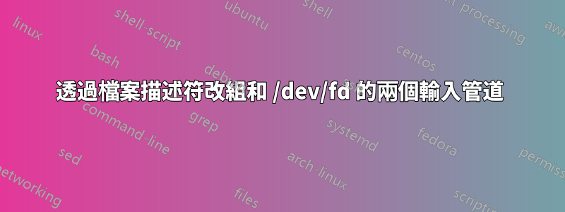 透過檔案描述符改組和 /dev/fd 的兩個輸入管道