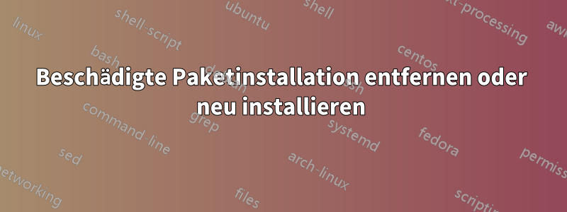 Beschädigte Paketinstallation entfernen oder neu installieren