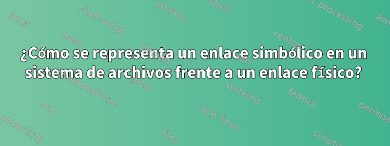 ¿Cómo se representa un enlace simbólico en un sistema de archivos frente a un enlace físico?