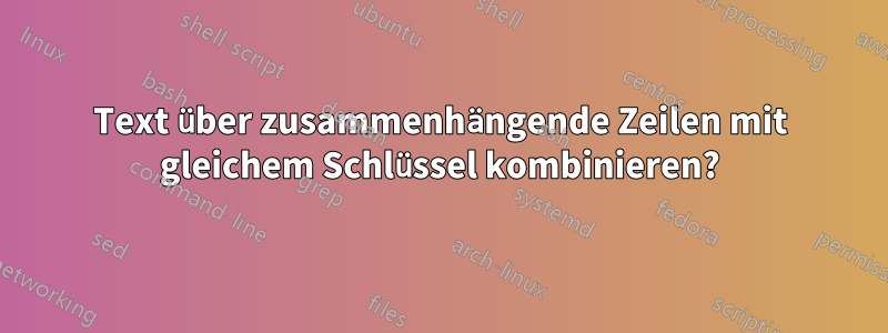 Text über zusammenhängende Zeilen mit gleichem Schlüssel kombinieren?