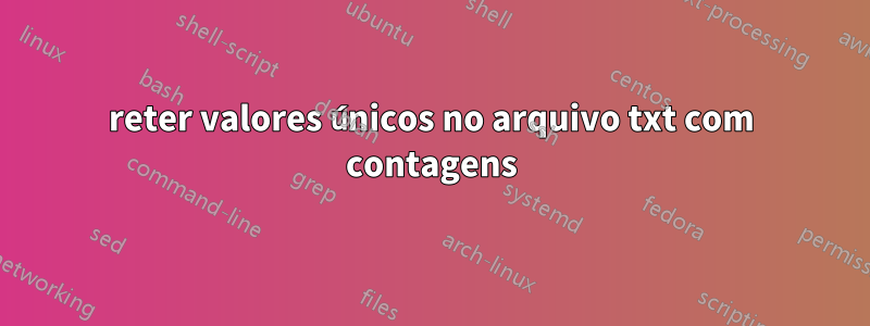 reter valores únicos no arquivo txt com contagens