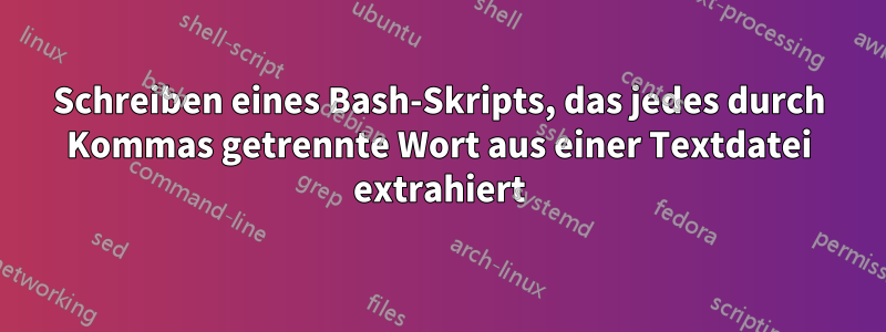 Schreiben eines Bash-Skripts, das jedes durch Kommas getrennte Wort aus einer Textdatei extrahiert