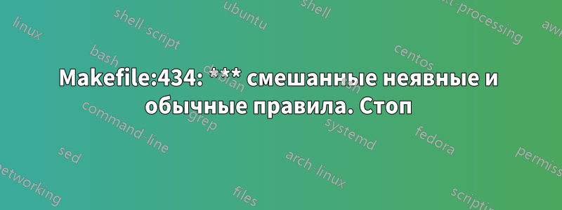 Makefile:434: *** смешанные неявные и обычные правила. Стоп