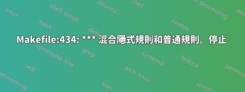 Makefile:434: *** 混合隱式規則和普通規則。停止