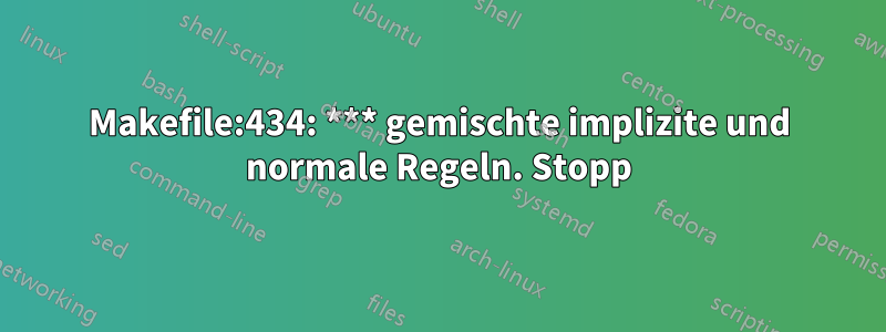 Makefile:434: *** gemischte implizite und normale Regeln. Stopp