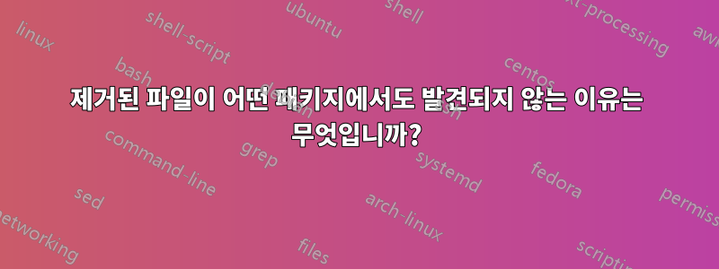 제거된 파일이 어떤 패키지에서도 발견되지 않는 이유는 무엇입니까?