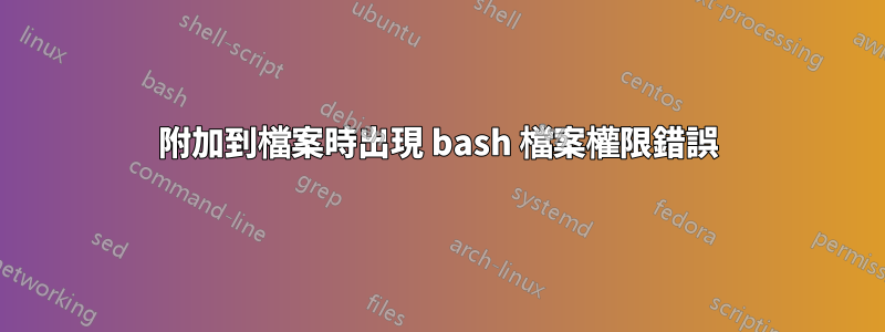 附加到檔案時出現 bash 檔案權限錯誤