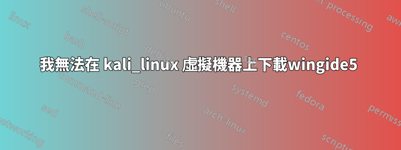 我無法在 kali_linux 虛擬機器上下載wingide5