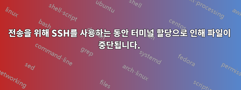 전송을 위해 SSH를 사용하는 동안 터미널 할당으로 인해 파일이 중단됩니다.