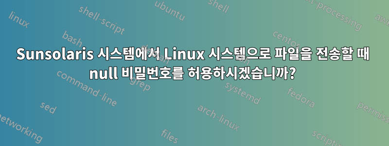 Sunsolaris 시스템에서 Linux 시스템으로 파일을 전송할 때 null 비밀번호를 허용하시겠습니까?