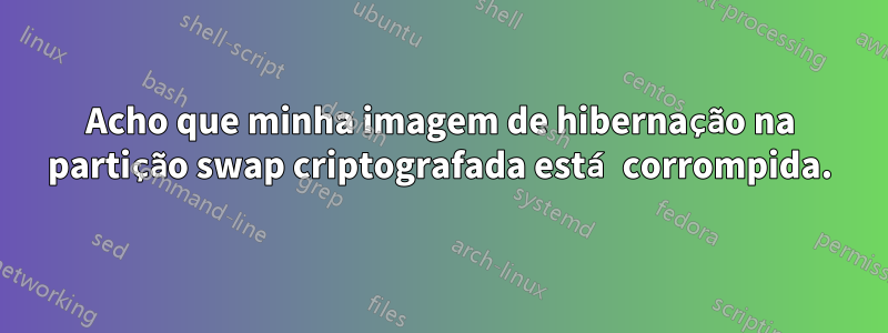 Acho que minha imagem de hibernação na partição swap criptografada está corrompida.