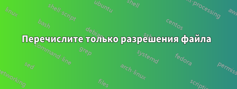 Перечислите только разрешения файла 