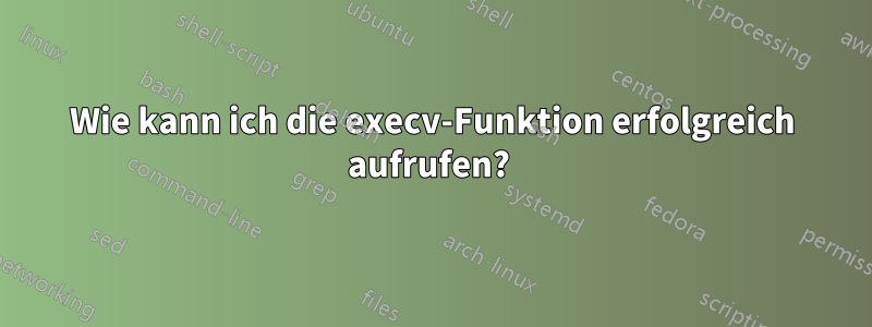 Wie kann ich die execv-Funktion erfolgreich aufrufen? 