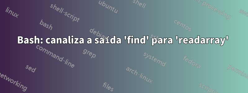 Bash: canaliza a saída 'find' para 'readarray'