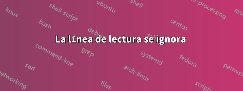 La línea de lectura se ignora