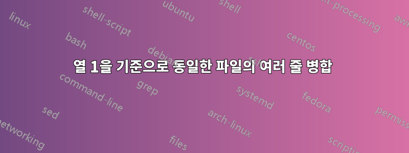 열 1을 기준으로 동일한 파일의 여러 줄 병합