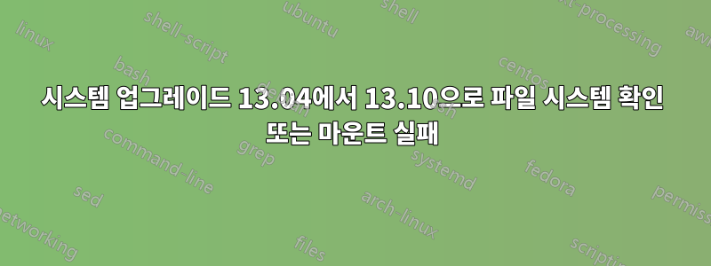 시스템 업그레이드 13.04에서 13.10으로 파일 시스템 확인 또는 마운트 실패