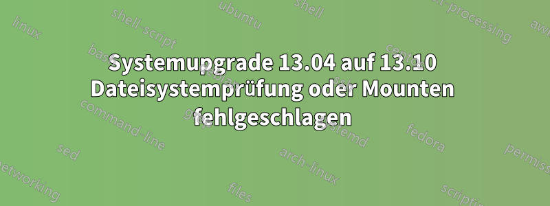 Systemupgrade 13.04 auf 13.10 Dateisystemprüfung oder Mounten fehlgeschlagen