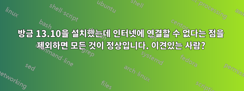 방금 13.10을 설치했는데 인터넷에 연결할 수 없다는 점을 제외하면 모든 것이 정상입니다. 이견있는 사람?