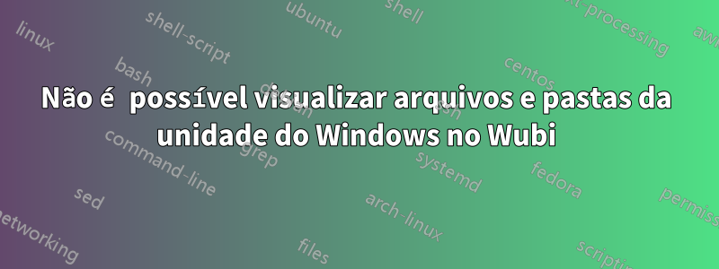 Não é possível visualizar arquivos e pastas da unidade do Windows no Wubi