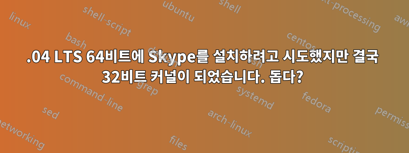 12.04 LTS 64비트에 Skype를 설치하려고 시도했지만 결국 32비트 커널이 되었습니다. 돕다?