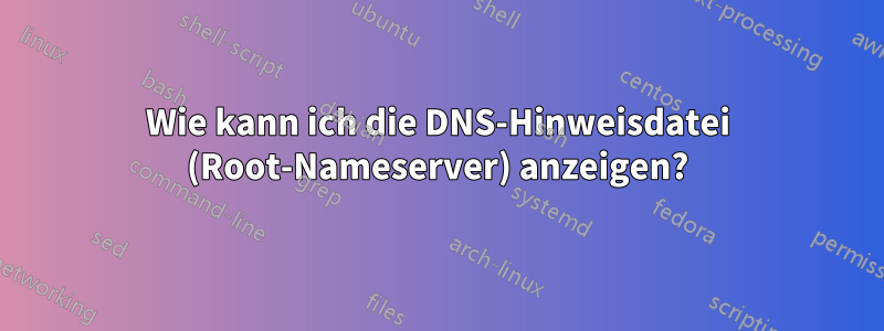 Wie kann ich die DNS-Hinweisdatei (Root-Nameserver) anzeigen?